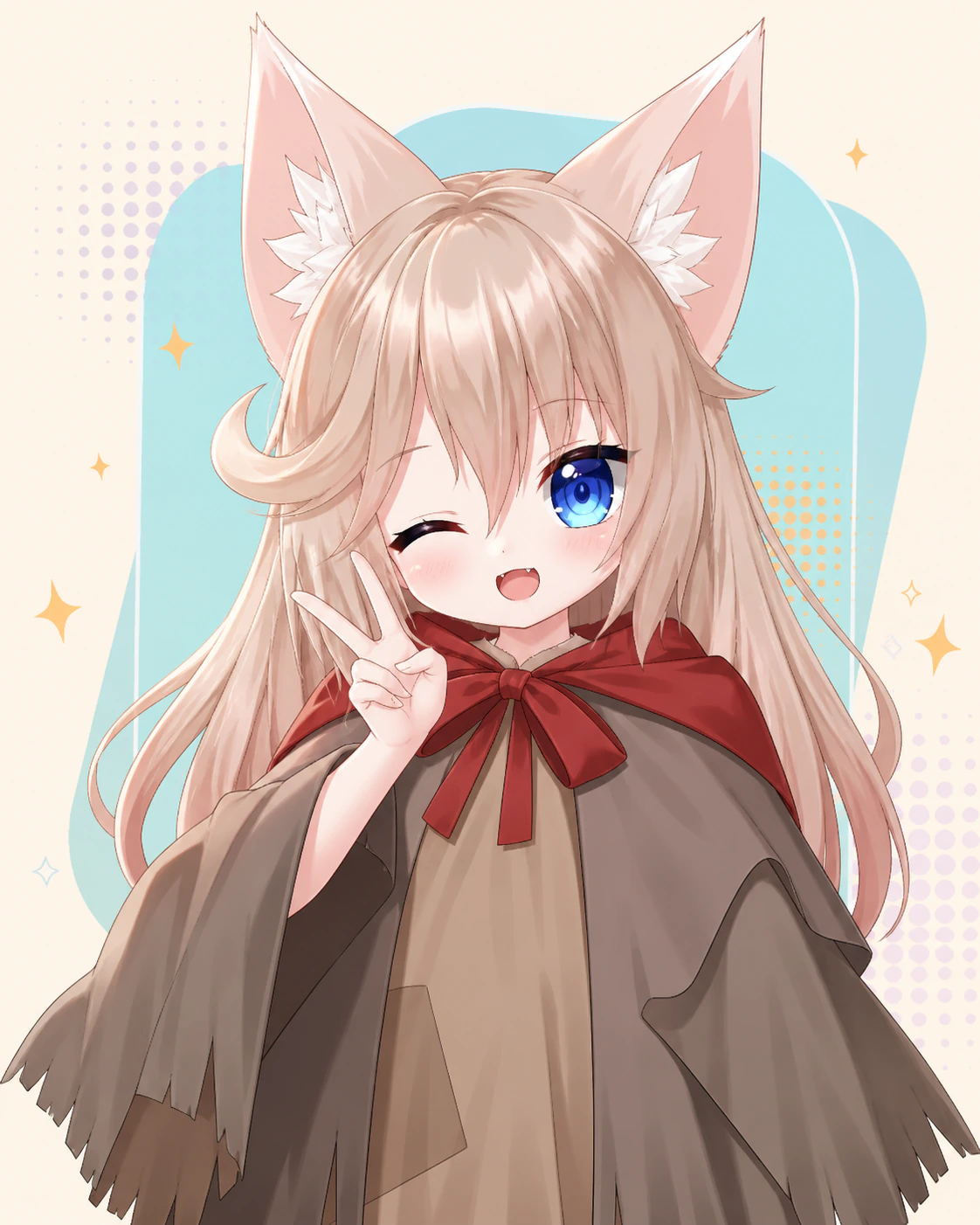 The generated catgirl avatar winking during a live reaction